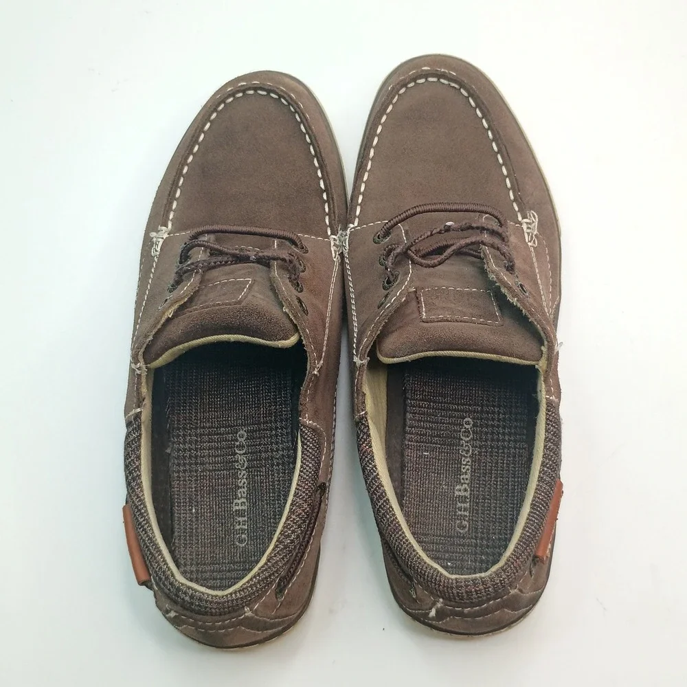 G.H. Bass & Co Boat Shoes Men Size 9 Brown Suede Fabric Lace Up Casual